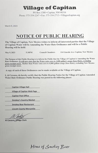 Public Hearing May 9, 2023